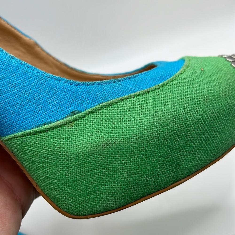 Penny Loves Kenny High Heels Stilettos Pumps Shoes Green Blue Womens 7.5 M - Picture 8 of 16